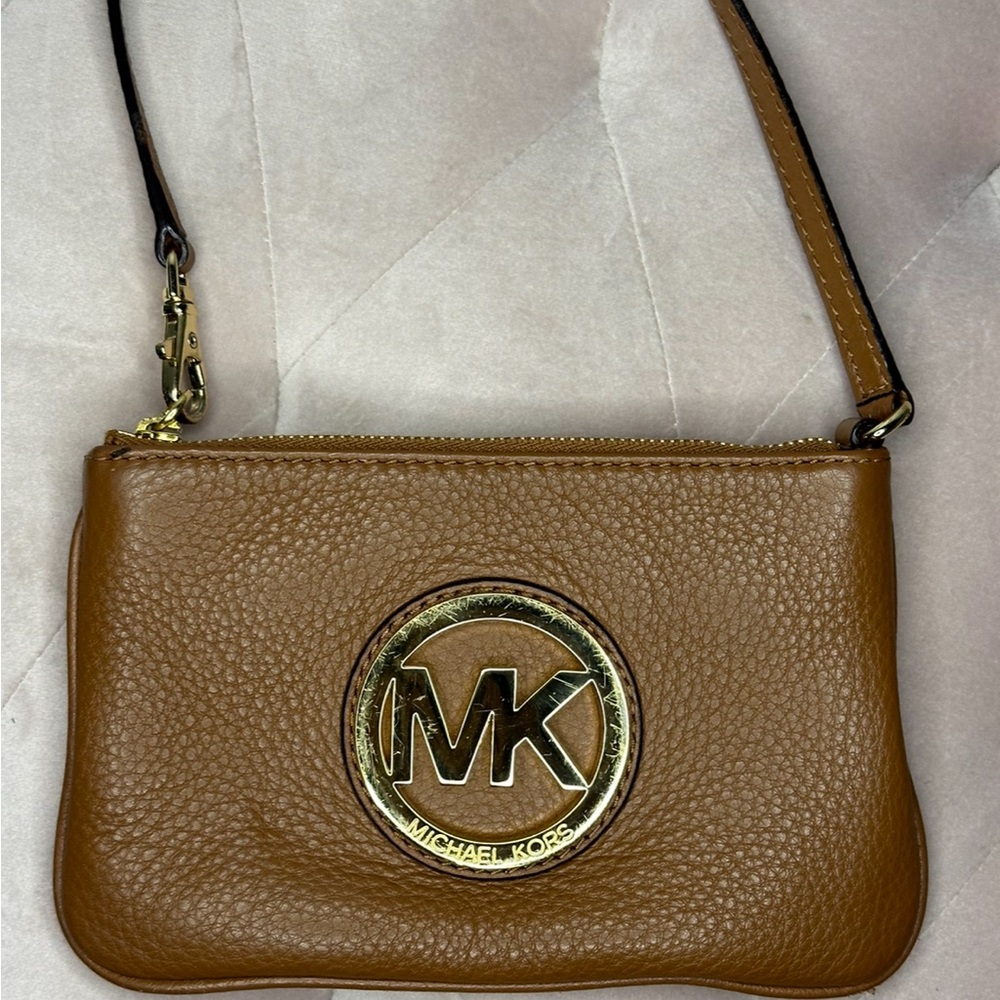 Michael Kors Brown Leather Wristlet